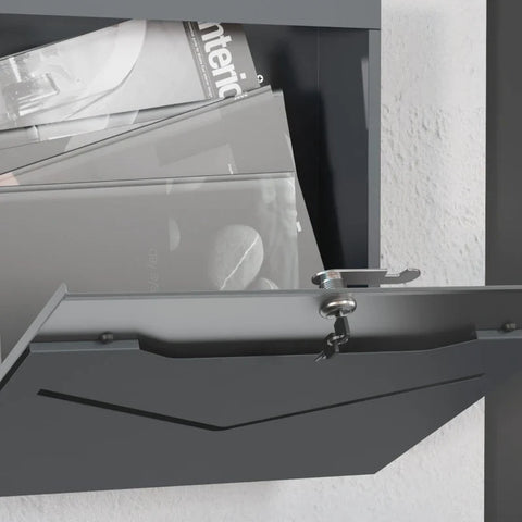 Rootz Mailbox - Letterbox - Modern Design - Weather Resistant - Galvanized Steel - Gray - 37cm x 10.5cm x 37cm