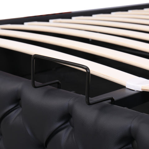 Rootz Upholstered Bed Frame - Slatted Bed - Storage Bed - LED Lighting - 160 x 200 cm - Easy Assembly