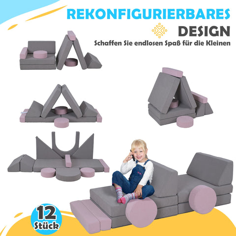 Rootz Modular Children's Sofa - Play Sofa - Building Blocks - Boosts Creativity - 150cm x 69cm x 49cm