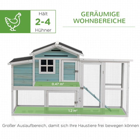 Rootz Chicken Coop - Winterproof Poultry House - Easy to Clean Hen House - Spacious and Secure - 193cm x 78cm x 115cm - Fir Wood Construction