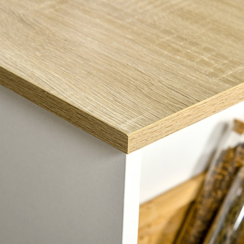 Rootz High Bar Table - Kitchen Table - Space-Saving Tables - 3 Shelves - 112L x 57W x 106H cm - Contemporary Design - Light Oak and White