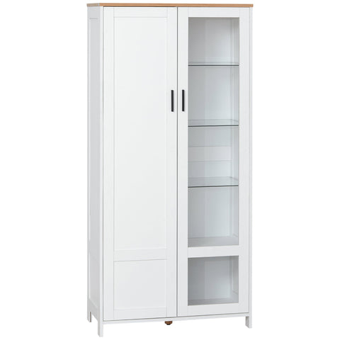 Rootz Kitchen Buffet Cabinet - Display Cabinet - Storage Unit - 7 Glass Shelves - 76 x 36 x 160 cm - Elegant Design