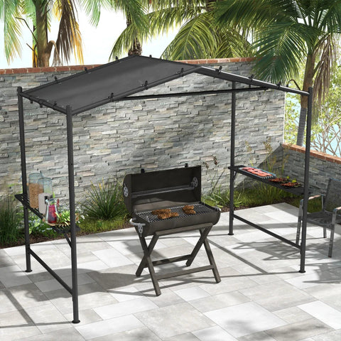 Rootz Grill Tent - BBQ Pavilion - Grill Roof - Weatherproof - Ground Spikes - Side Pockets - Steel-Polyester - Dark Gray - 277 X 149 X 230 Cm