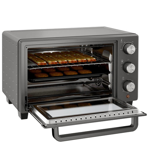 Rootz Mini Oven Toaster - Compact Oven - Countertop Oven - 21L Capacity - Versatile Cooking - Stainless Steel - 46.4cm x 38cm x 28.5cm