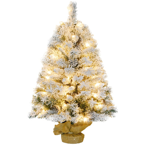 Rootz LED Christmas Tree - Artificial Xmas Tree - Warm White LED Lights - Decorative Pine Cones - Flame-Retardant Branches - 47cm x 90cm