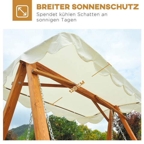Rootz Hollywood Swing - Tuinschommel - Buitenschommel - Duurzaam Lariks &amp; Metaal - Comfortabele zitplaatsen - Weerbestendige luifel - 200 cm x 130 cm x 185 cm
