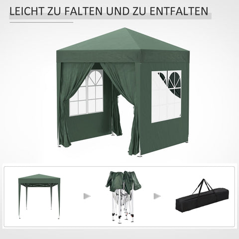 Rootz 2x2m Folding Gazebo - Pavilion - Beer Tent - Quick Setup - UV Protection - High Stability - 2L x 2W x 2.4H m - Steel & Oxford Fabric