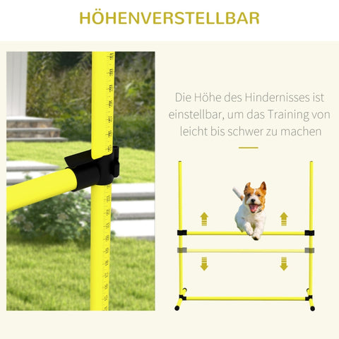 Rootz Dog Agility Set - 4 Piece Puppy Training Kit - Obstacle Course - Adjustable Height - Indoor Outdoor - Lightweight - Yellow - 99cm x 65cm x 94cm