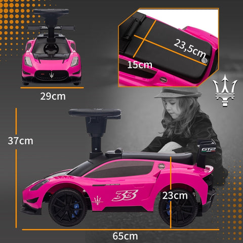 Rootz Maserati GT2 Ride-On Car - Kids Slide Car - Bobby Car - Quiet Wheels - 65L x 29W x 37H cm