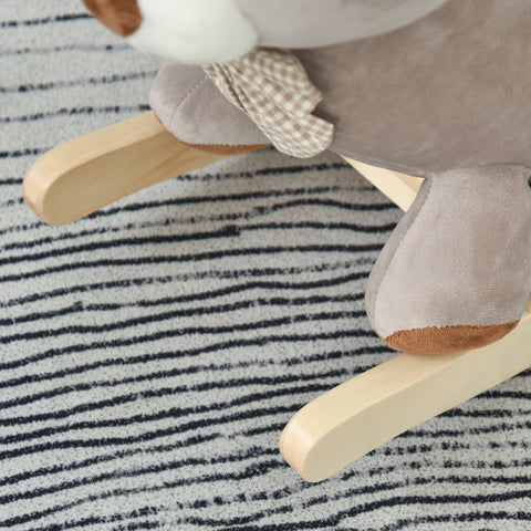 Rootz Rocking Horse Bear - Rocking Toy - Toddler Rocker - Built-in Chair & Safety Belt - 60cm x 33cm x 50cm - Grey Brown