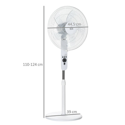 Rootz Pedestal Fan Ø 44cm - Floor Fan - Quiet Fan - Remote Control - Adjustable Height - 110-124H cm