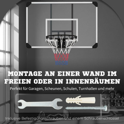 Rootz Basketball Hoop Set - Hoop Set - Basket Hoop - Shatterproof Back Panel - Adjustable Height - 113cm x 61cm x 73cm
