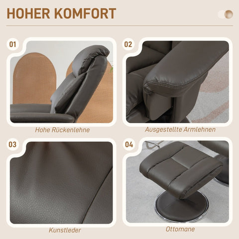 Rootz TV Recliner Chair with Stool - Gaming Chair - Rocker Function - Faux Leather - 81cm x 95cm x 107cm