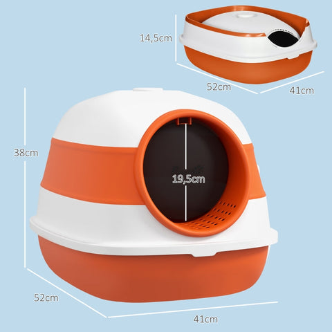 Rootz Cat Toilet - Cat Litter Box - Feline Privacy Enclosure - Prevents Litter Scatter - Odor Control - Easy Cleaning - 52cm x 41cm x 38cm - Plastic, ABS