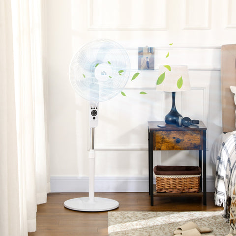 Rootz Pedestal Fan Ø 44cm - Floor Fan - Quiet Fan - Remote Control - Adjustable Height - 110-124H cm