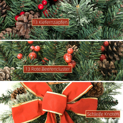 Rootz Christmas Lantern - Artificial Pine Branches - LED Lights - Lifelike Fir - Flame-Retardant - 35cm x 150cm - Green - Warm White