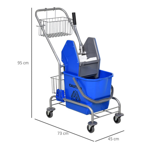 Rootz Cleaning Trolley - Household Trolley - Professional Cleaning Cart - 26L Capacity - 73L x 45W x 95H cm