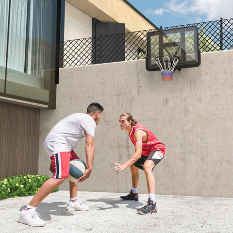 Rootz Wall Mounted Basketball Hoop - Tear Resistant Net - Weather Resistant - Durable - 110x75cm Shatterproof Backboard - Indoor Outdoor Use