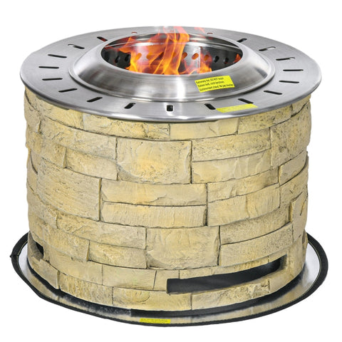 Rootz Smokeless Fire Bowl - Fire Pit - Outdoor Fire - Dual Combustion Design - Ø52 x 39H cm - Mat Included