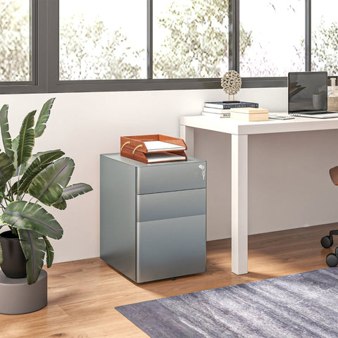 Rootz Office Rolling Container - Filing Cabinet - Storage Organizer - Steel Durability - 39cm x 48cm x 59cm