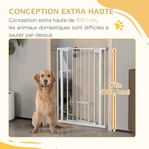 Rootz Pet Safety Gate - Dog Gate - Baby Gate - Automatic Closure - 104cm High - Adjustable 74-80cm Width