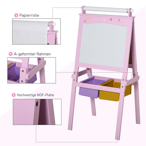 Rootz Children's Board Easel - Kids Art Easel - Double-Sided Easel - Enhances Creativity - 58.5cm x 50.5cm x 118cm