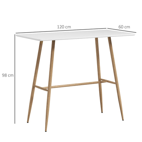 Rootz Rectangular Bar Table - Pub Table - Tall Table - Easy Assembly - 120 x 60 x 98 cm - Space-Saving Design