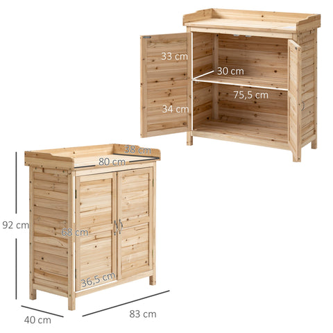 Rootz Garden Shed - Tool Shed - Storage Cabinet - Solid Fir Wood - Pre-Oiled - Durable & Moisture Resistant - 83L x 40W x 92H cm