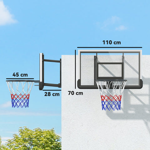 Rootz Wall Mounted Basketball Hoop - Adjustable Indoor Hoop - Shatterproof Backboard - Spring Loaded - 110cm x 70cm Back Panel