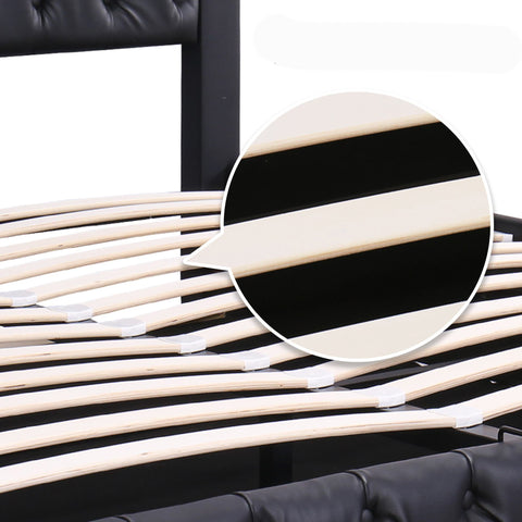 Rootz Upholstered Bed Frame - Slatted Bed - Storage Bed - LED Lighting - 160 x 200 cm - Easy Assembly