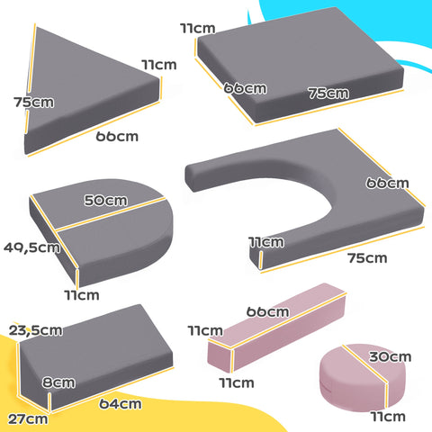 Rootz Modular Children's Sofa - Play Sofa - Building Blocks - Boosts Creativity - 150cm x 69cm x 49cm