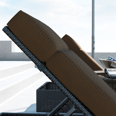Rootz Set of 2 Sun Lounger Cushions - Seat Mattress - Deck Chair Pads - Optimal Comfort - 196L x 55W x 8H cm - Brown
