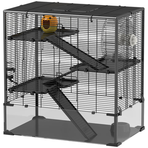 Rootz 4 Tier Hamster Cage - Rodent Enclosure - Small Animal Habitat - Tempered Glass - 78.5cm x 48.5cm x 80cm