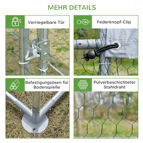 Rootz Small Animal Enclosure - Chicken Run - Outdoor Pen - Sturdy Construction - 280cm x 380cm x 197cm