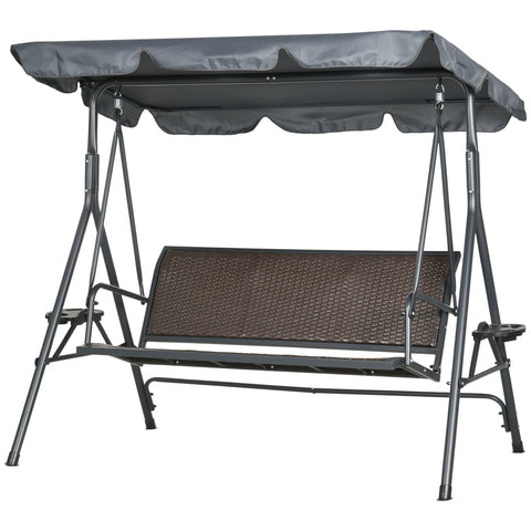Rootz 3-Seater Garden Lounger - Outdoor Swing - Patio Recliner - Ergonomic Design - 204cm x 112cm x 150cm