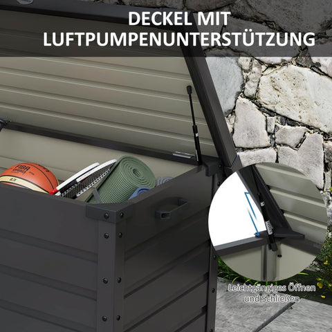 Rootz Outdoor Storage Box - Garden Box - Cushion Box - Weather Resistant - 4 Wheels - 100cm x 62cm x 65cm - Dark Gray