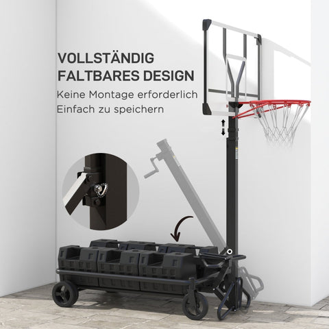 Rootz Portable Basketball Hoop - Adjustable Height Hoop Set - Basketball Hoop Stand - Extra-Wide Base - Easy Transport - 300-366cm x 128cm x 66cm