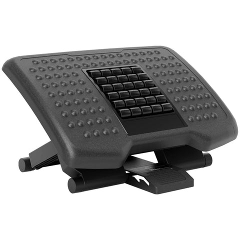 Rootz Ergonomic Desk Footrest - Foot Stool - Footrest for Desk - Massage Rollers - Adjustable Height 46cm x 35cm x 11/13.5/17cm