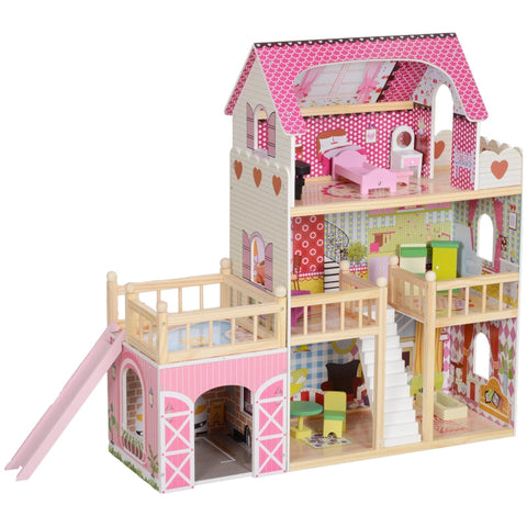 Rootz 3-Story Dollhouse - Playhouse - Doll House - Promotes Imagination - 114.5cm x 32cm x 92.1cm