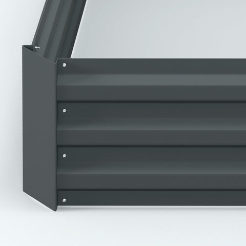 Rootz Set of 2 Plant Boxes - Flower Boxes - Flower Pots - Grow Herbs Efficiently - 100 x 100 x 30 cm - Grey - Galvanized Steel