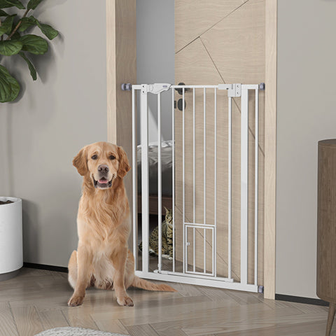 Rootz Pet Safety Gate - Dog Gate - Baby Gate - Automatic Closure - 104cm High - Adjustable 74-80cm Width