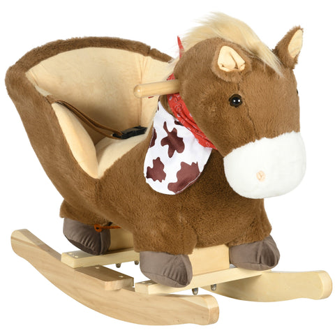 Rootz Rocking Horse - Rocking Animal - Toddler Ride-On - Safety Belt - 60L x 33W x 50H cm - Plush Cover - Neighing Function