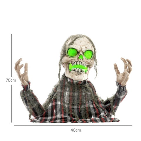 Rootz Halloween Animated Decoration - Creepy Skeleton - Spooky Props - Glowing Mouth & Eyes - Eerie Howls - 40cm x 16cm x 70cm