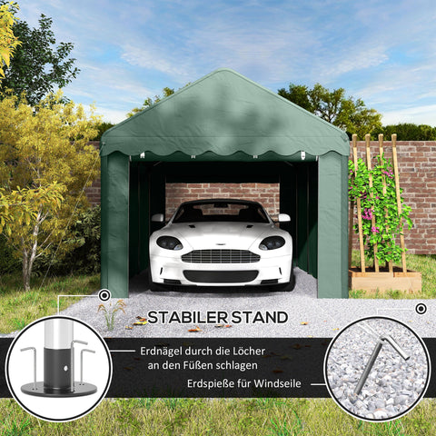 Rootz Carport Vehicle Shelter - Portable Garage - Tent Garage - UV Resistant - 594x300x280cm - Spacious Protection for Cars and Boats