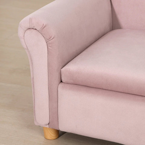 Rootz Children's Sofa - Two-seater For Children - 3-5 Years - Storage Space - Natural Wood Frame - Pink - 84 x 41.5 x 48.5cm