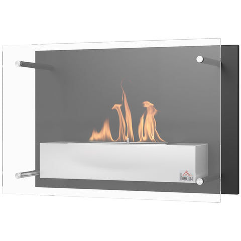 Rootz Wall-Mounted Bioethanol Fireplace - Eco Fireplace - Modern Firebox - Real Flames - Stainless Steel - 60L x 22W x 40H cm