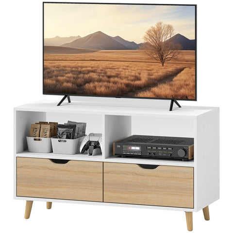 Rootz TV Cabinet - TV Chest - Media Console - Durable & Stylish - 99cm x 39cm x 58cm - White