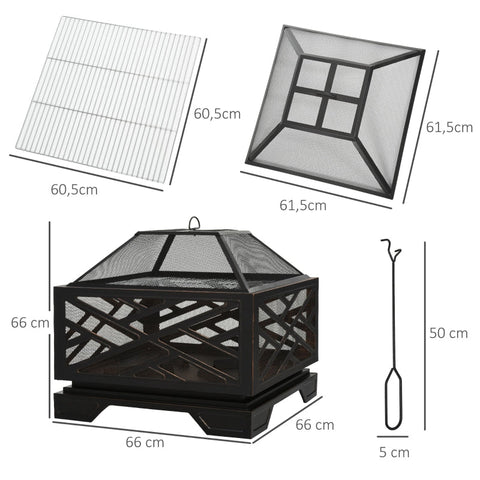 Rootz Vuurschaal met Spark Guard - Vuurplaats voor buiten - BBQ Grill - Duurzaam staal - 66cm x 66cm x 66cm