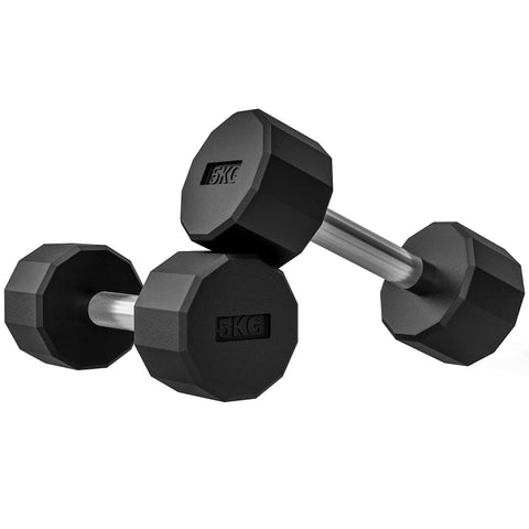 Rootz Square Dumbbells Set - Non-Rolling Dumbbells - Rubber Coated - Metal Core - Non-Slip Handle - Space Saving - 25L x 9.5W x 9.5H cm