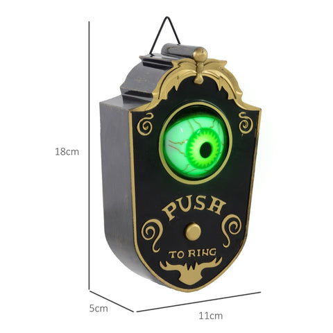 Rootz Halloween Decoration Zimbab Bell - Electric Doorbell - Glowing Eye - Spooky Atmosphere - 11cm x 5cm x 18cm